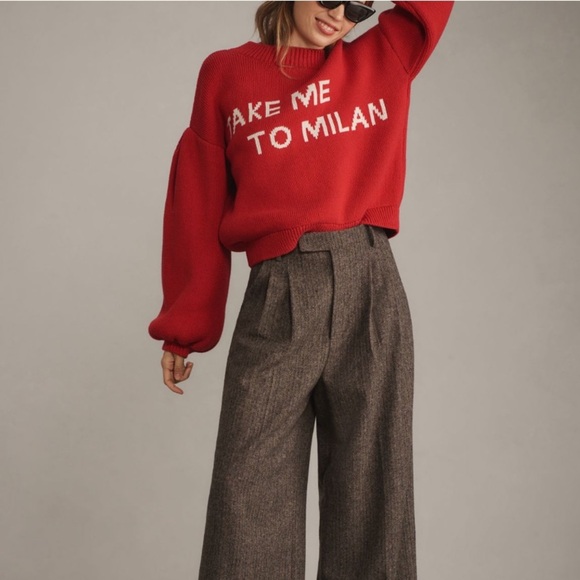 Anthropologie Maeve Sweater Take Me to Milan' graphic city sweater size xl nwot - Picture 3 of 7